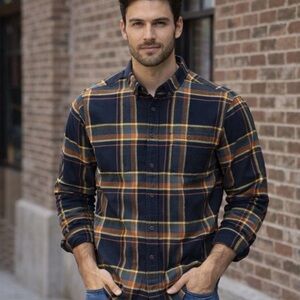 ROWM Portuguese Flannel Plaid Button Up Shirt Men’s LT NWT